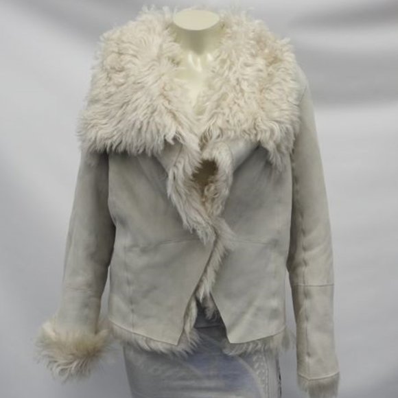 Tory‎ Burch Shearling Ivory White Lambskin Winter Runway Jacket Coat Jacket - Picture 3 of 16